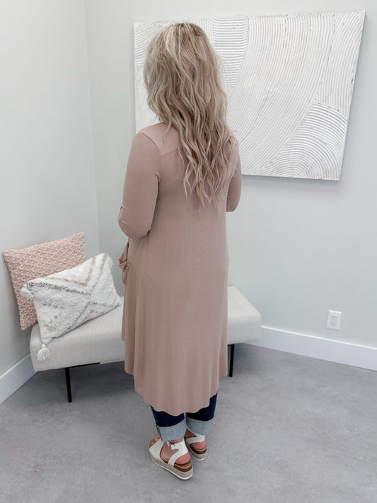 Alli Ribbed Cardi in Latte