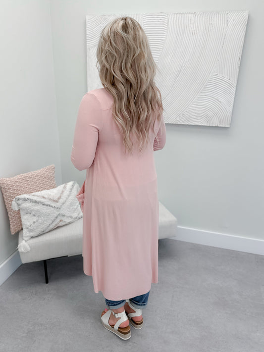 Alli Ribbed Cardi in Pink